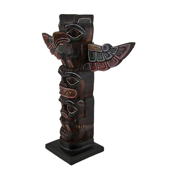 Wooden Dot Painted Eagle Totem with Spread Wings 12 In. - Picture 2 of 4
